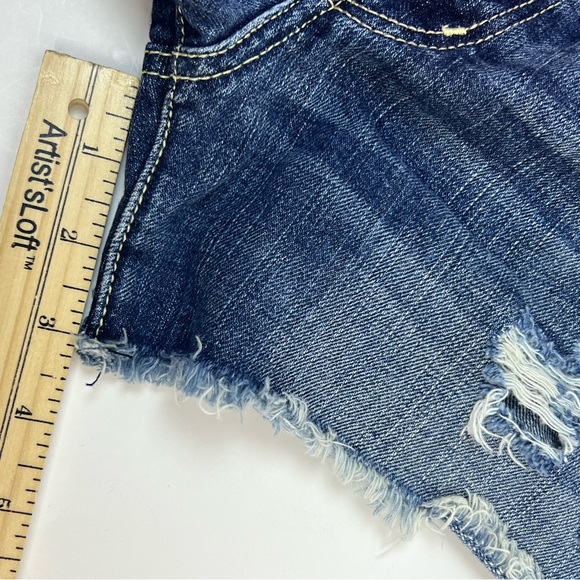 American Eagle Short Womens 2 Medium Wash 3” Low Rise Distress Y2K Summer Casual - Picture 6 of 10